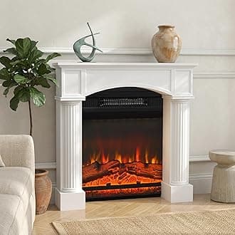 HOMCOM Modern Fireplace Mantel, Freestanding Fireplace Surround with Leg for Electric Fireplaces, 43.25" W x 42.75" H, White