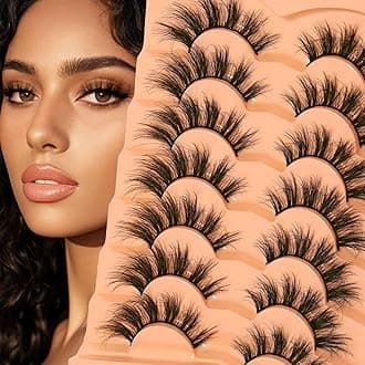 Faux Mink Lashes Fluffy Wispy 3D False Eyelashes 18mm Dramatic Volume Look D Curl Russian Lash Strips that Look Like Extensions Long Thick Fake Eyelash Pack by EMEDA (H195)