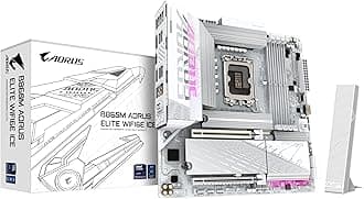 B860M AORUS ELITE WF6E ICE Motherboard - Intel Core Ultra Series CPUs, 12+1+2+1 Phases VRM, up to 9200MHz DDR5, 1xPCIe 5.0 + 2xPCIe 4.0 M.2, 2.5GbE LAN, WIFI 6E, USB 4