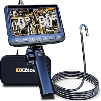 DXZtoz Dual-Lens Articulating Borescope with Light, 5'' Screen Engine Endoscope Inspection Camera with 0.33in Articulated Snake Camera, 1080P Videoscope for Automotive Home Mechanics-5FT