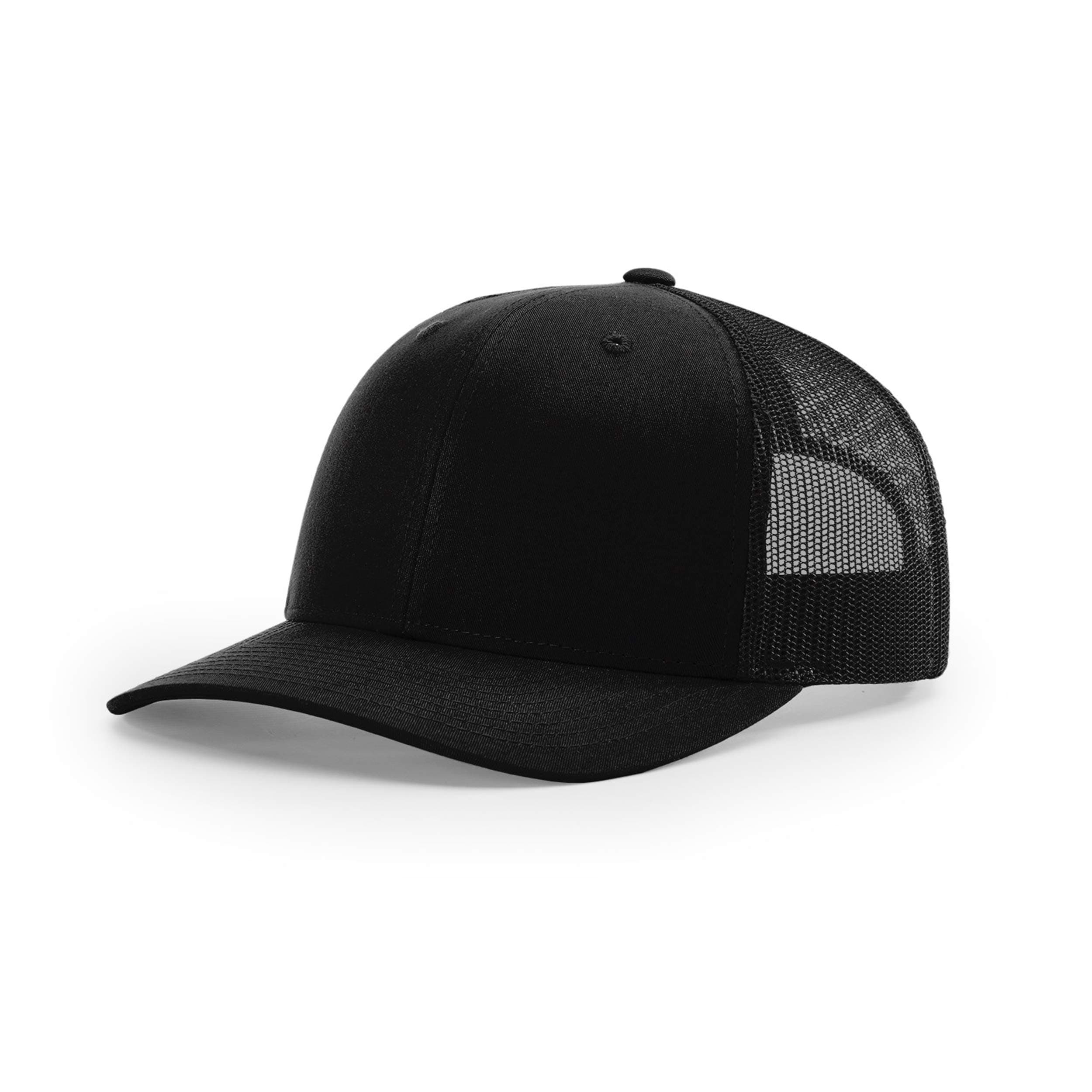 Unisex 112 Trucker Adjustable Snapback Baseball Cap, Solid Black, One Size Fits Most