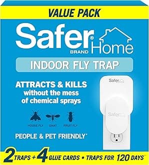 Safer Home Indoor Plug-in Fly Trap - SH502-2R4SR - Effective Fruit Fly Traps for Indoors, Gnat Traps for House Indoor, 400 Sq Ft Protection - Style: 2 Devices + 4 Glue Cards