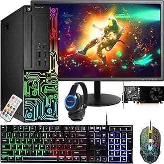 Dell RGB Gaming Desktop Computer PC, Intel Core i5, GeForce GT 1030 2GB GDDR5, 16GB RAM, 512GB SSD, 24 Inch HDMI Monitor, RGB Keyboard Mouse and Headset, WiFi, Windows 11 Pro (Renewed)