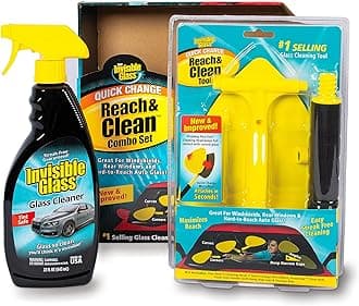 Invisible Glass 99050 Reach & Clean Glass Windshield Cleaner Tool Combo Kit with Premium Spray Glass Cleaner, Extendable Handle, (2) Reusable Quick Change Microfibers, and Storage Bag