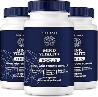 rize labs Mind Vitality Focus Brain Supplement, Mind Vitality to Boost Focus and Concentration & Avoid Mid-Afternoon Fatigue, Mind Vitality Advanced Formula Reviews (180 Capsules) (Pack of 3)