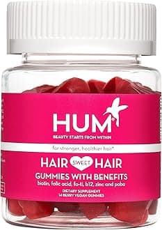 HUM Hair Sweet Hair - Hair Growth Supplement & Biotin Gummies to Combat Hair Loss & Thinning - Fo Ti, Folic Acid, Zinc, Vitamin B12 & PABA to Support Healthy Hair, Skin and Nails (21-Day Supply)