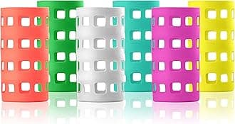 Silicone Glass Water Bottle Sleeves - 6-Pack of Protective Holders 16-18 oz Capacity - Anti-Slip Protection for Beverage Containers - Insulating Carriers for Smoothies and Juices (Vibrant Colors)