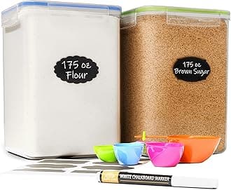 Chef's Path Extra Large Food Storage Containers with Lids Airtight (5.2L|175Oz|Set of 2) for Flour, Sugar, Rice & Baking Supply - Airtight Kitchen & Pantry Bulk Food Storage for Kitchen Organization