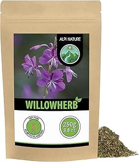 Alpi Nature Willow Herb Tea 250g 8.8 oz, Dried and Cut Willow with Small Flowers, Fireweed Herb