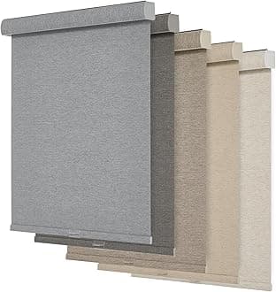 Persilux Blackout Roller Shades for Windows,Cordless,Linen Fabric,Roller Blinds,Thermal Insulated Fabric UV Protection,Window Shades for Home,Office,Bedroom,Door,Blackout-Grey,55" W X 56" H