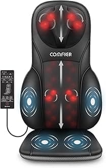 COMFIER Shiatsu Back Massager with Heat, Deep Kneading & Rolling Massage Chair Pad, Chair Massager for Office Home Use Mothers Day Gifts for Womem