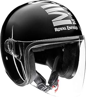 Royal Enfield ISI Certified Open Face MLG Helmet with Clear Visor(Gloss Black-Size: M)