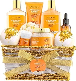 Gifts for Women Gift Basket for Women - 10 Pc Almond Milk & Honey Beauty & Personal Care Set - Home Bath Pampering Package for Relaxing - Spa Self Care Kit - Birthday, Mom, Anniversary Gift