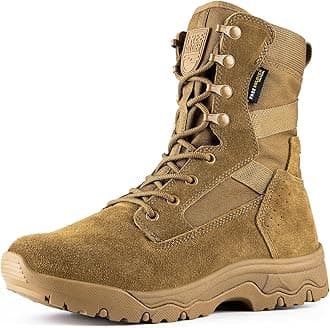 FREE SOLDIER Men's Work Tactical Boots 8 Inches Lightweight Combat Boots Durable Suede Leather Military Boot Desert Boot