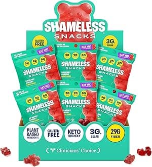 Shameless Snacks - Healthy Low Calorie Snacks, Low Carb Keto Gummies (Gluten Free Candy) - 6 Pack So Beary Cherry