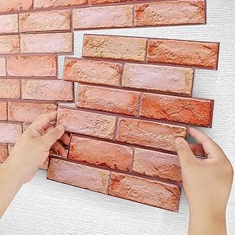 Holdfiturn Self Adhesive Wall Tiles 20 Packs 3D Wall Panels 30x30cm Brick Wall Cladding Panels Classic Red Bricks Wallpaper Panelling Tiles 3D DIY Wall Stickers Waterproof Decor for Livingroom Bedroom