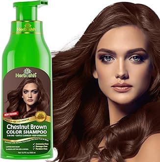 Herbishh Hair Colour Shampoo (Chestnut Brown, 500Ml) - Paraben Free, Ammonia Free Hair Color For Women & Men | Permanent Hair Dye Shampoo with 100% Grey Coverage Up To 8 Weeks