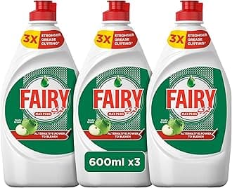 Fairy Max Plus Fruity Green Dishwashing Liquid Soap With Alternative Power To Bleach, 3x600ml