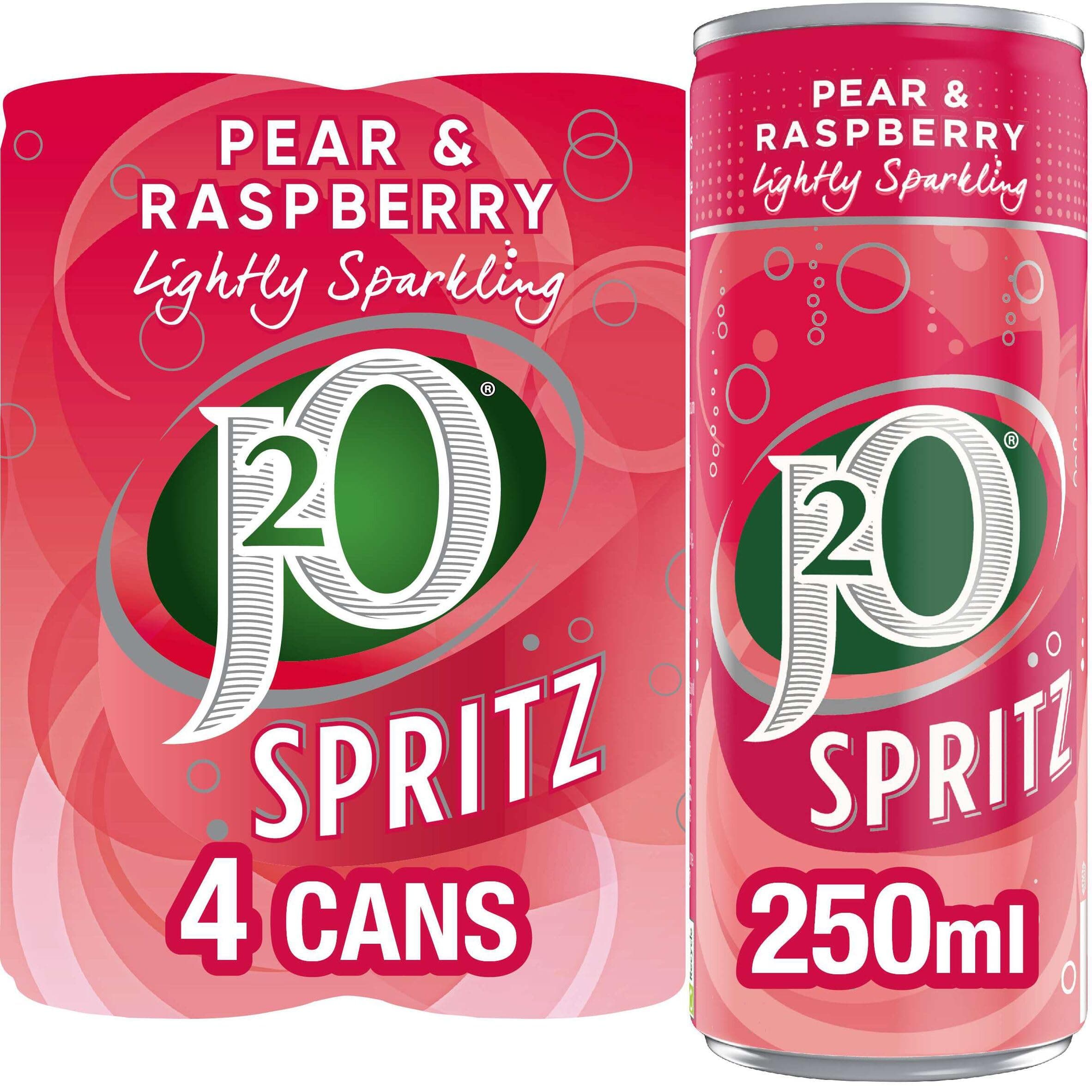 Fruit Juice Spritz Blend, Pear and Raspberry, 250ml Can (Pack of 4)