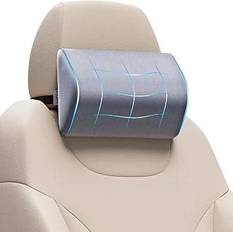 FOVERA Car Neck Rest Pillows | 2 Years Warranty | Memory Foam Car Seat Head Rest Pillow for Neck and Cervical Support - Neck Pillow for Car - Relieves Neck Pain (Standard, Grey, Pack of 1)