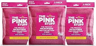 Stardrops The Pink Stuff Miracle Microfibre Pad Collection – Durable, Dual-Sided Scrubbing & Cleaning Pads for Tough Stains and Everyday Messes (9-Pack)
