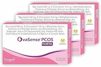 OvaSense-PCOS Forte Synergistic Myo-inositol & D-Chiro Inositol, Vitamin D, B-complex,Zinc, Chromium, Selenium & Micronutrients (30 x 3 box = 90 Tablets)