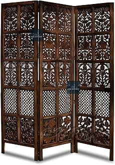 Wooden Partitions Made of Wood Room Divider for Living Room with Stands Hall Bedroom Wall Separator Panel 6 Feet (3 Panel)