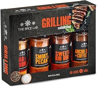 Grilling Spices and Seasonings Gift Set - 4 BBQ Rubs and Spices for Grilling - Gourmet Barbecue Seasoning Set - Gift for Men Dad Fathers Day Birthday - Kosher Non-GMO Made in USA