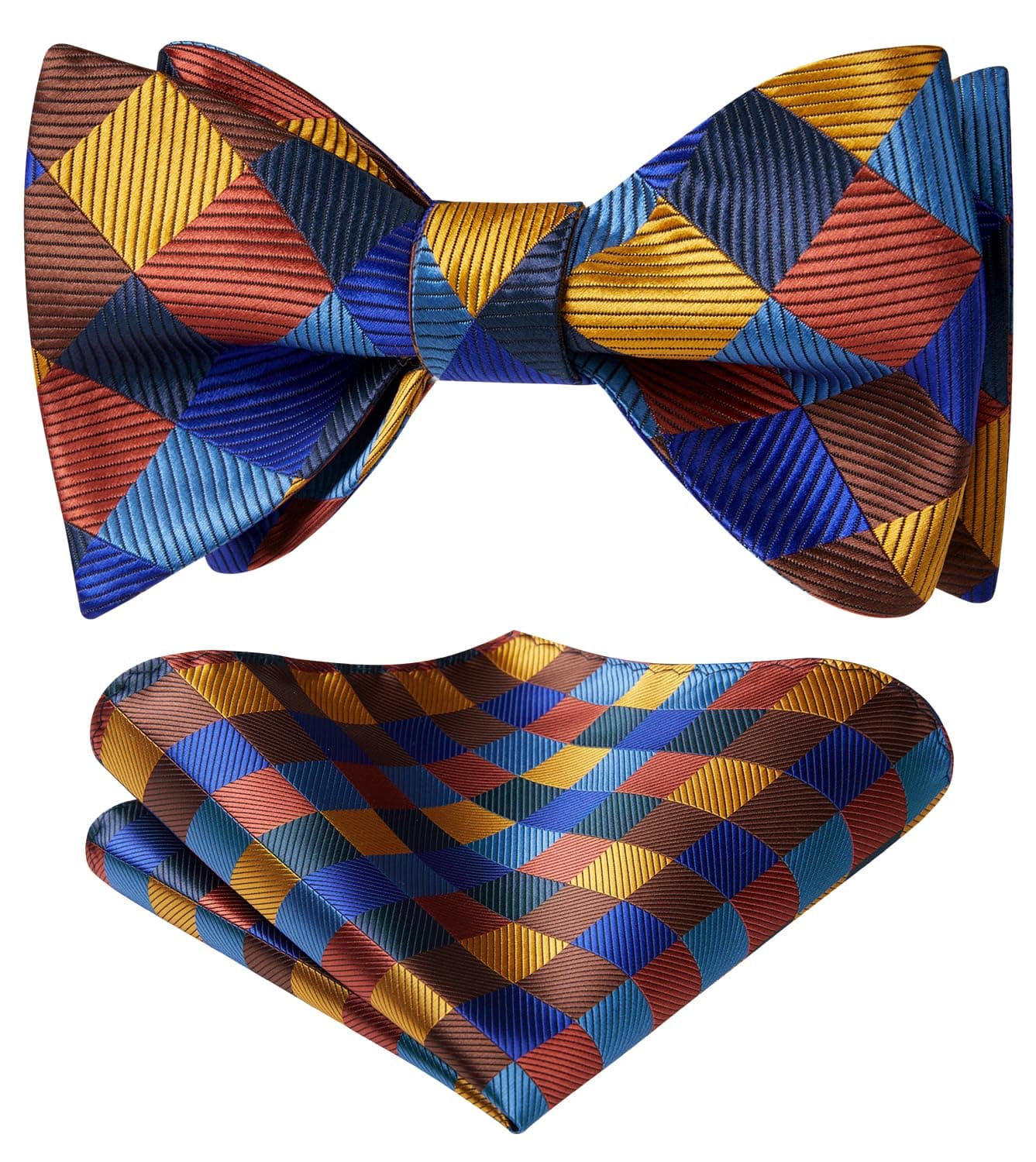 Bow Ties for Men Check Plaid Self Tie Bow Tie and Pocket Square Bowtie Formal Tuxedo Wedding Bowties Handkerchief Set