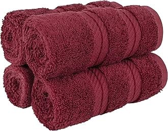 American Soft Linen, 100% Turkish Genuine Cotton Premium & Luxury Towel Set for Bathroom & Kitchen (Washcloth - Set of 4, Burgundy)