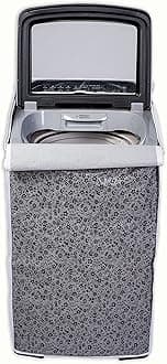 Classic Fabric Top Load Washing Machine Cover Suitable for Samsung Back Panel (Black and Grey, 55 X 55 X 92 cms)