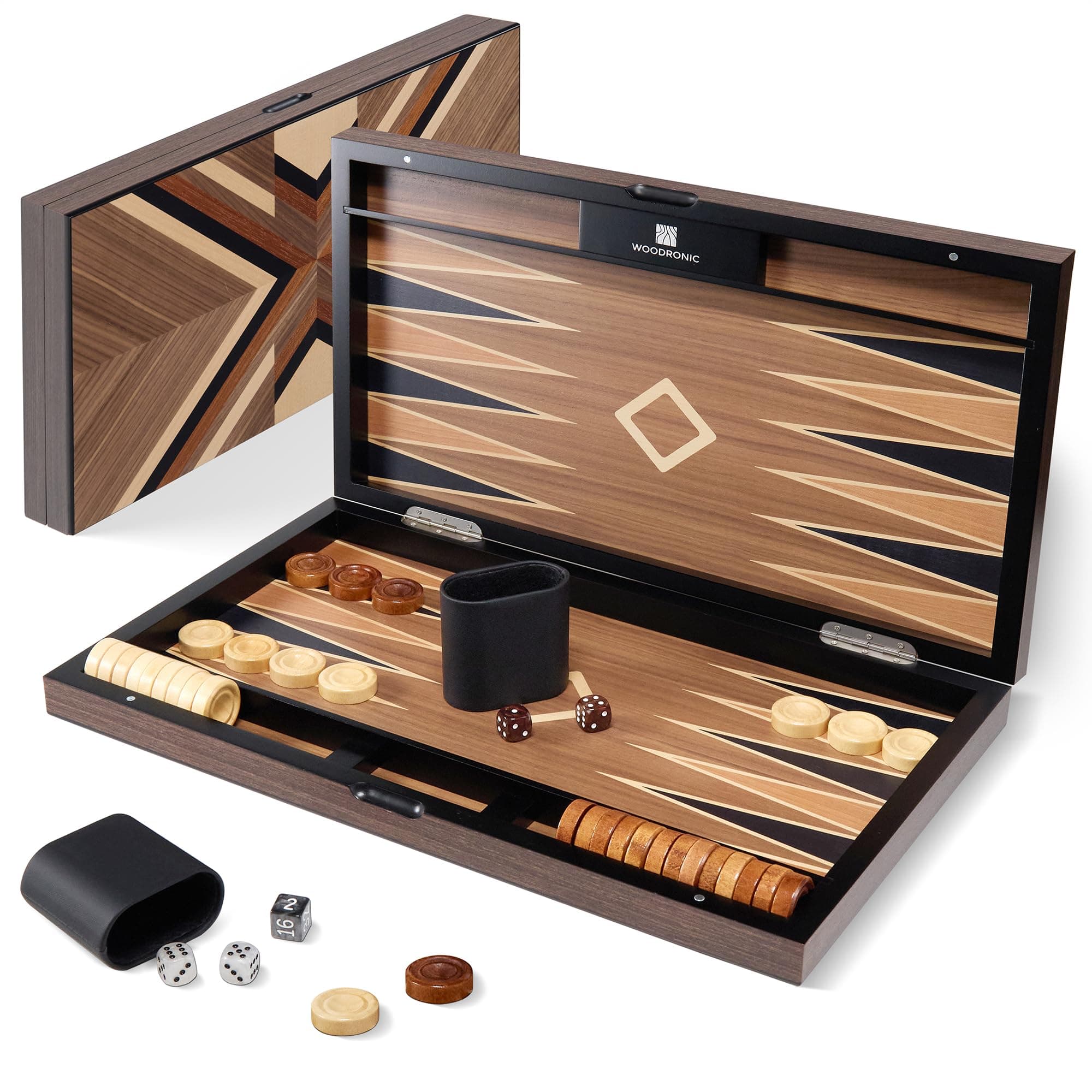 Woodronic Wooden Backgammon Set - Brown Case