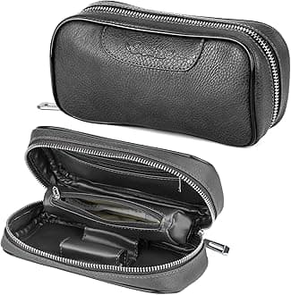 Scotte PU Leather Tobacco Smoking Wood Pipe Pouch Case/Bag for 2 Tobacco Pipes and Other Accessories (Pipes and Accessories Not Included)