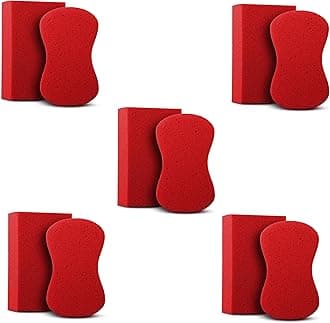 Sponges for Cleaning - 5 Pack - Multi-Purpose Cleaning Sponge, Perfect as Car Wash Sponge, Household Cleaning Sponges, Tile Grout Sponge, Sponges for Painting, Large Sponge for Washing Cars, Red