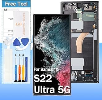 Yondista Samsung Galaxy S22 Ultra 5G 6.8" OLED SM-G908a SM-S908u SM-S908W LCD Display Touch Digitizer Assembly with Tools Black with Frame