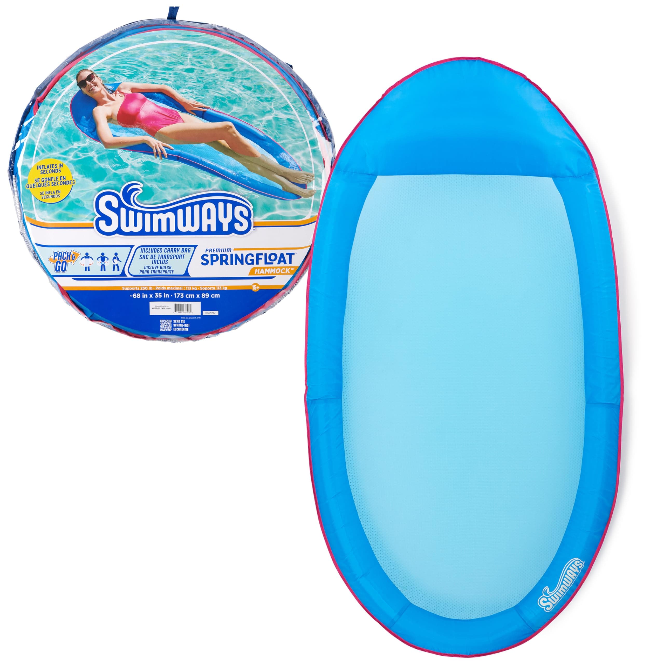 SwimWays Spring Float Original Pool Lounge Chair with Hyper-Flate Valve