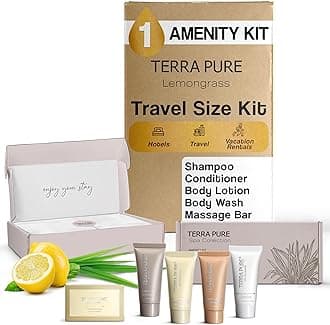 Spa Collection Amenity Kit | Hotel Bulk Toiletries | 0.85 oz Shampoo, Conditioner, Lotion, Body Wash, Massage Bar for Guest Hospitality Vacation Rentals | 1 Set/Case