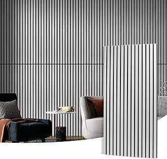 Art3d 4 Wood Slat Acoustic Panels for Wall and Ceiling - 3D Fluted Sound Absorbing Panel with Wood Finish - Brushed Silver Covering 2.88㎡