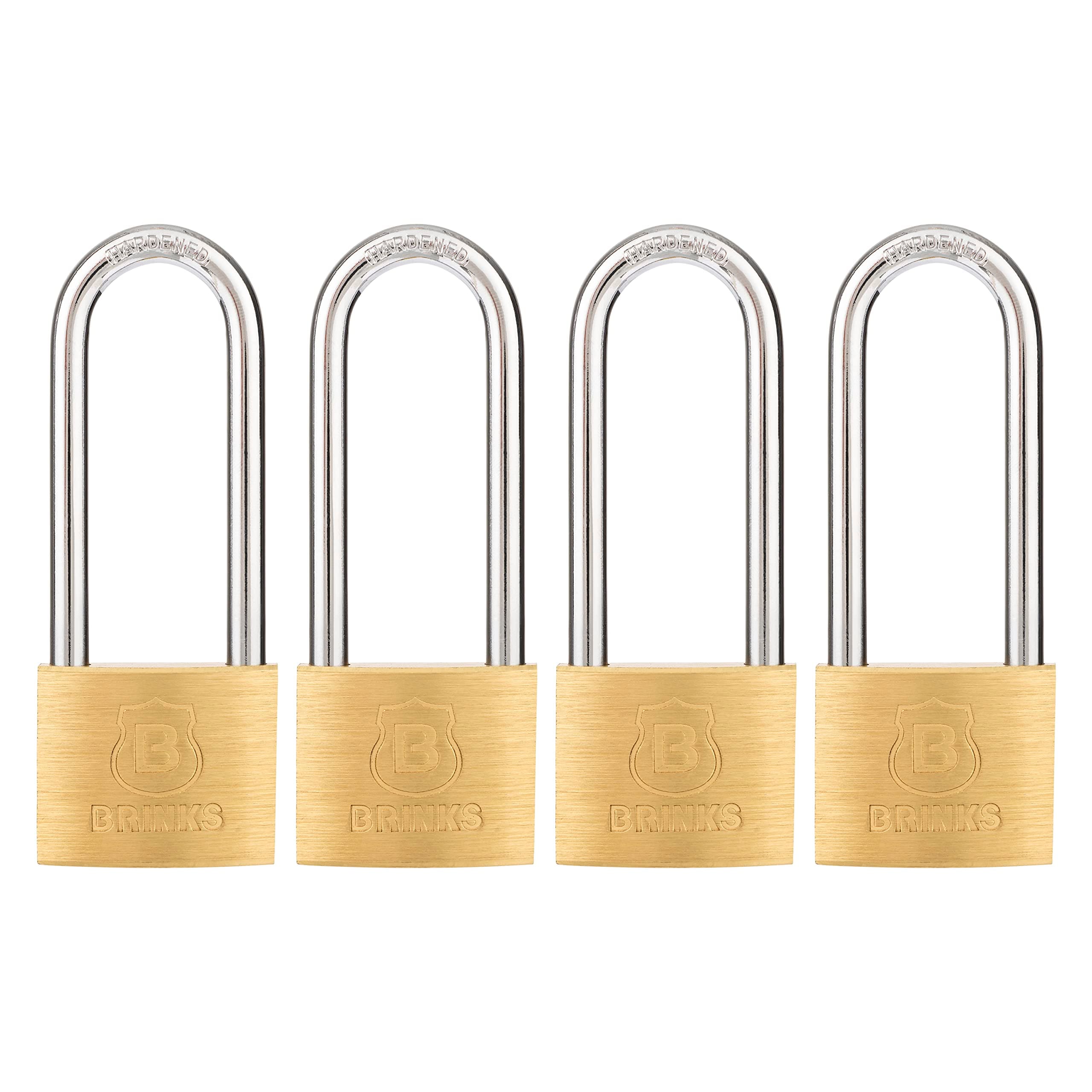 BRINKS 171-42401 40mm Solid Brass Padlock with 2-1/2" Shackle, 4 Pack