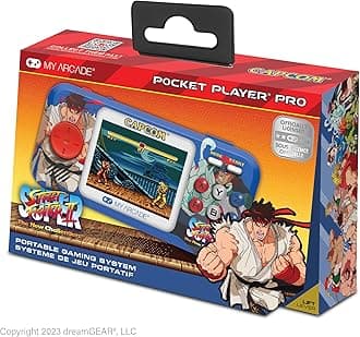 Street Fighter II Pocket Player Pro: Capcom Officially Licensed Retro Handheld Game Consoles, 2 Games in 1, 2.75" Color Screen