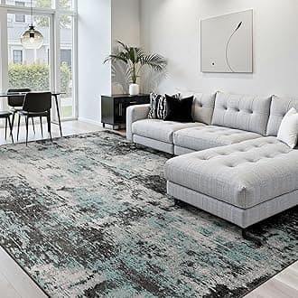 Modern Abstract Area Rug for Living Room, 240x300cm Washable Rugs for Bedroom and Dining Room, Non-Slip Soft Indoor Carpets Home Decor(Green/Black)