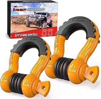 Nilight 2 Pack 3/4" D-Ring Shackle with 7/8" Screw Pin 41,887lbs Break Strength, Heavy Duty Off Road Recovery Shackle with Isolators Washers for Use with Tow Strap, Winch, Off-Road Truck Vehicle