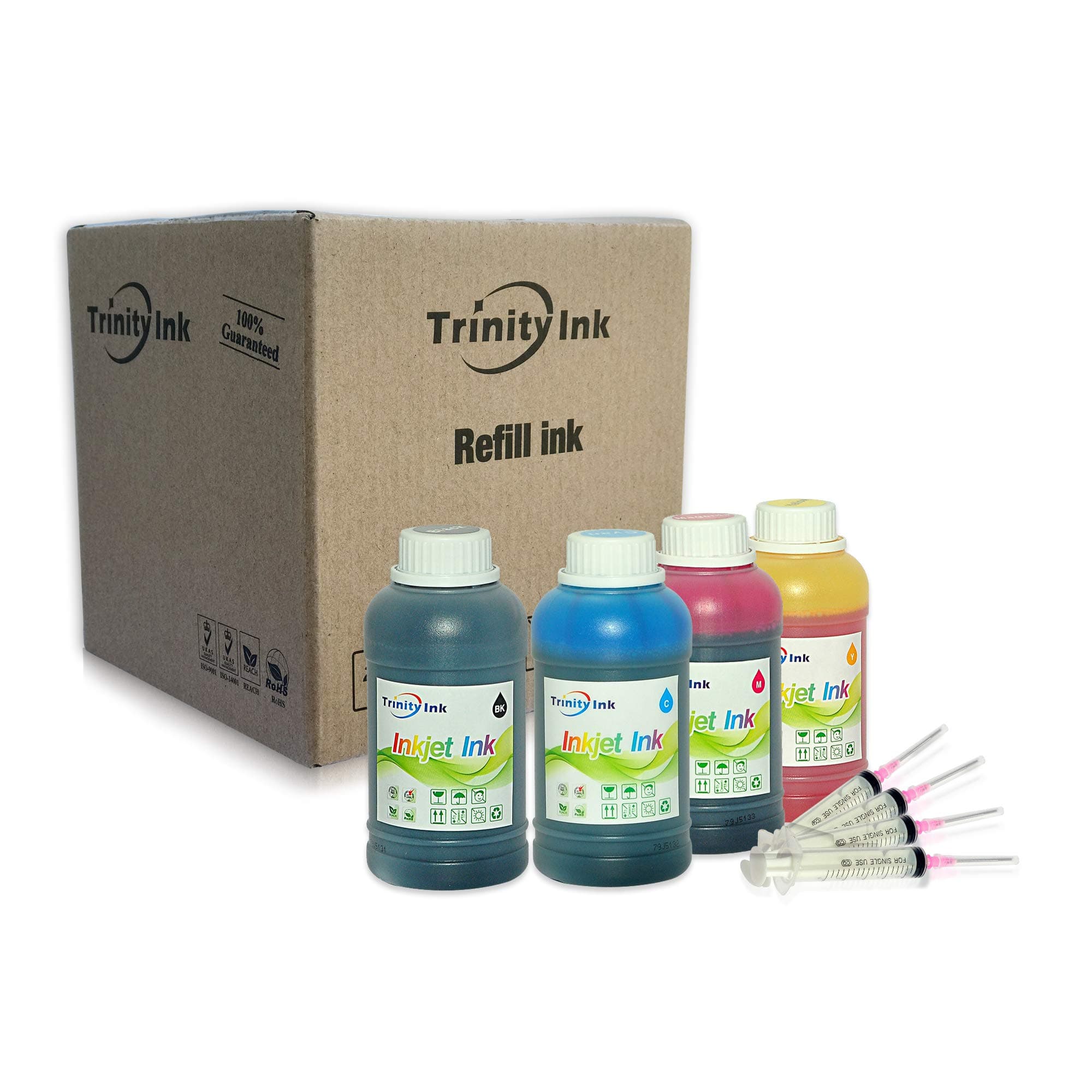 Trinity Compatible Refill Ink Replacement for Epson 502 T502 Expression ET-2700 ET-2750 ET-3700 Workforce ET-3750 ET-4750 ET-4752 (Black, Cyan, Magenta, Yellow, 4x250ml)