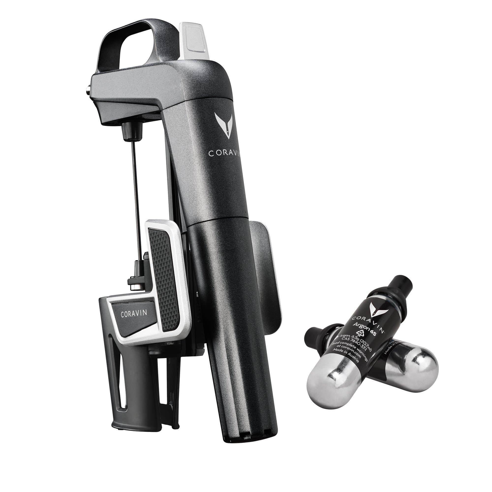 Coravin 100009 Model Two Plus Pack Wine Preservation System - Includes 2 Coravin Argon Capsules, Replacement Needles and Carry Case