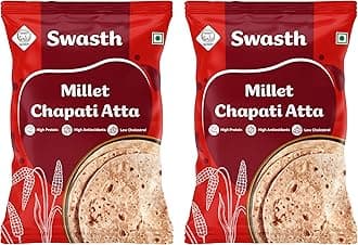 SWASTH FOOD PRODUCTS Millet Chapati Atta(flour)|Rich In Dietary Fiber, 55% Millets |Low carb soft rotis |Carbohydrates,Atta Contains Low Glycemic Index |Helps To Control Sugar Levels(Pack of 2)