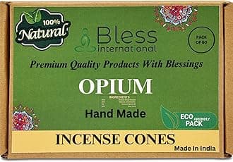 Bless International Opium 100%-Natural-Incense-Cones Handmade-Hand-Dipped Organic-Chemicals-Free for-Purification-Relaxation-Positivity-Yoga-Meditation The-Best-scents (120 Count)