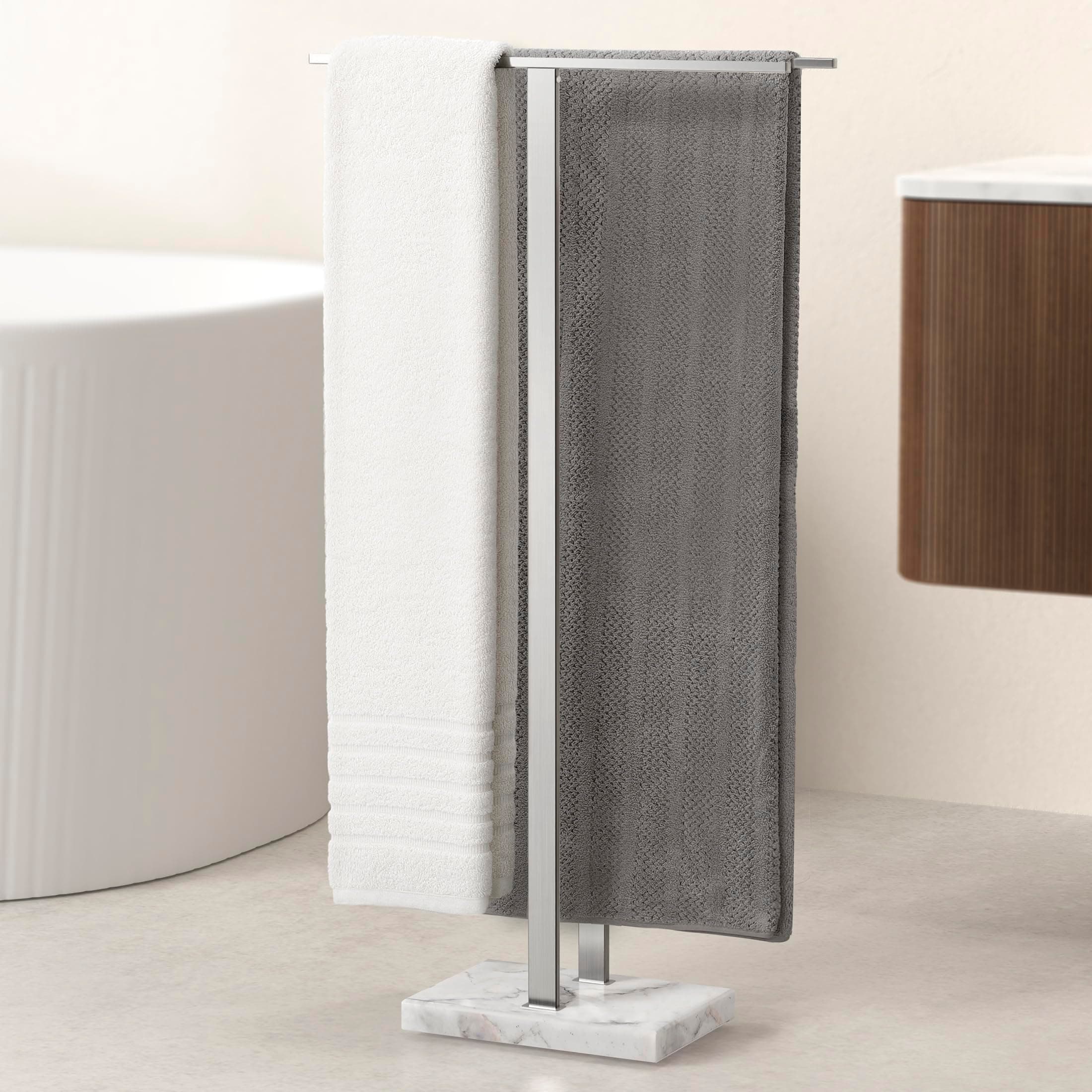 KES Standing Towel Rack Taller Version, 37" H (Equal Height) Bathroom Towel Rack Stand with Marble Base, Free Standing Towel Holder Stand, SUS304 Stainless Steel Brushed Finish, BTH229-2