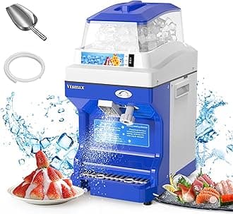Electric Shaved Ice Machine, 300W Ice Shaver Machine, Thickness Adjustable Snow Cone Maker Machine 661LBs/hr Ice Crusher for Bar Parties Events Snack, Home and Commerical Use Blue(5.8Qt)