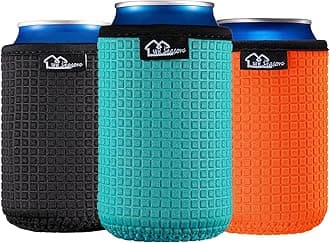 WKieason 12oz Standard Can Sleeves Insulators Sleeves Standard Can Covers 12OZ Beer Bottle Sleeves Coolers Holder Non-slip Neoprene Can Coolier Sleeves 3PC Pack (Black/Blue/Orange)