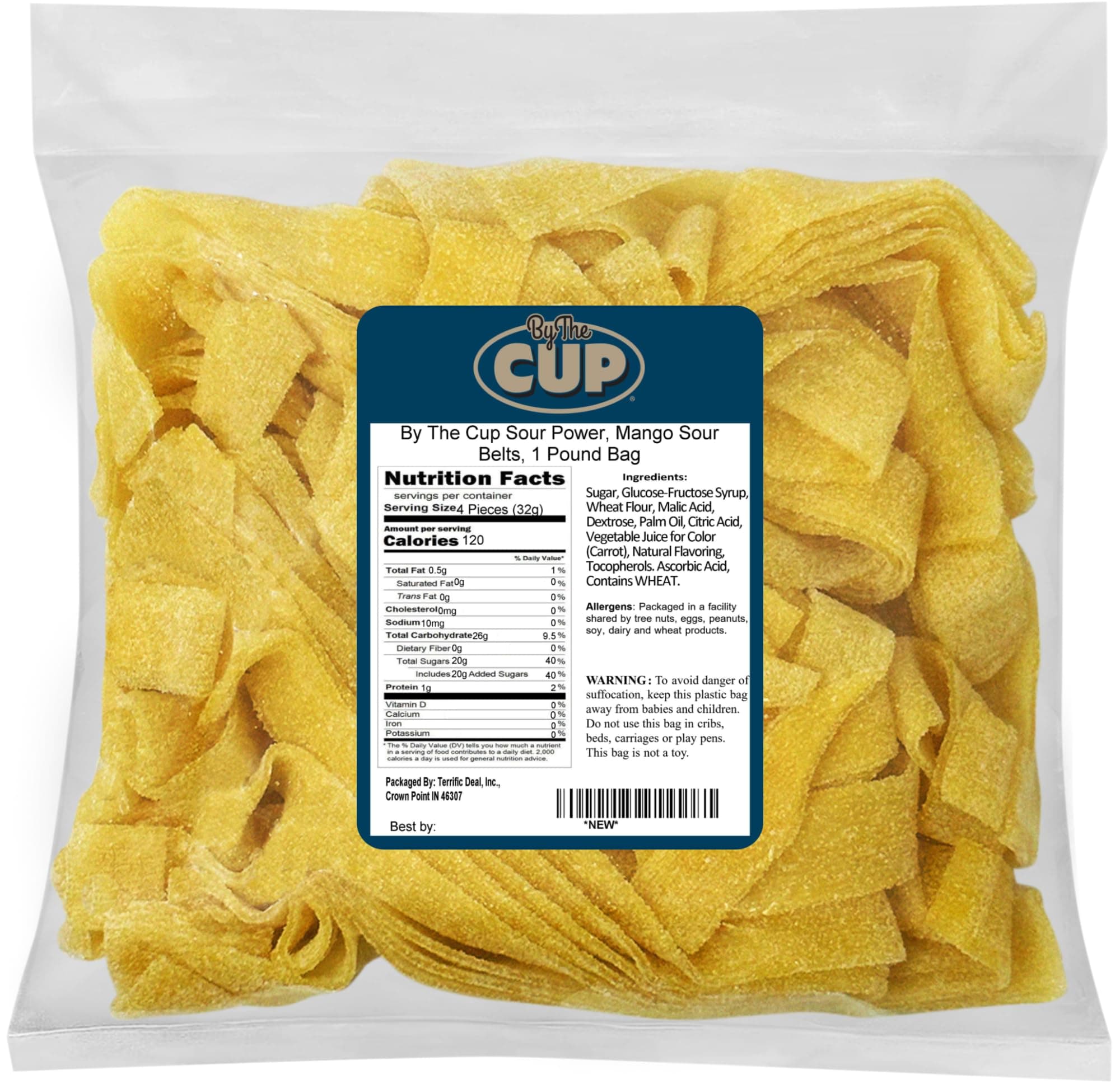 By The Cup Mango Sour Belts, 1 lb Bulk Bag
